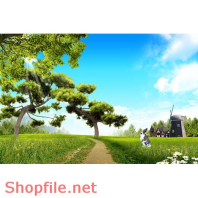 Poster con đường màu xanh