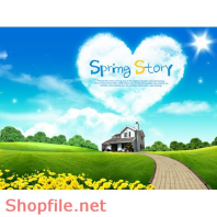 Poster con đường màu xanh