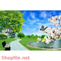 Poster con đường màu xanh