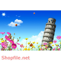 Poster tòa nhà và hoa