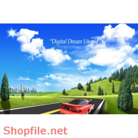 Poster con đường màu xanh