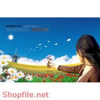 Poster cô gái và hoa