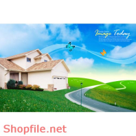 Poster con đường màu xanh