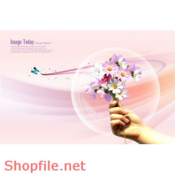 Poster cô gái và hoa