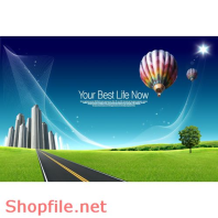 Poster con đường màu xanh