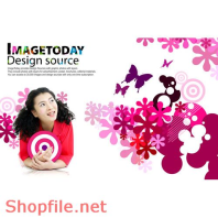 Poster cô gái và bướm hoa