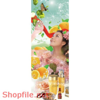 Poster mỹ phẩm cô gái và hoa quả