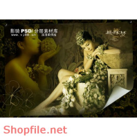 phông ghép khung ảnh cưới cô gái trung hoa PSD