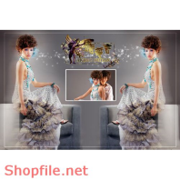 Frame wedding sky blue PSD