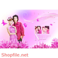 Phông ghép ảnh cưới đáng yêu PSD