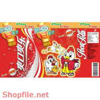 Mẫu vector package gia đình gà con và coca cola