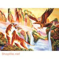 Tranh sơn dầu Con Hổ đại chiến Đại Bàng