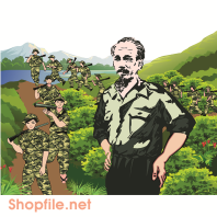 Vector Bác Hồ cùng chúng cháu hành quân