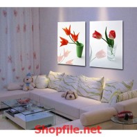 tranh dán tường lọ hoa tuy líp đẹp