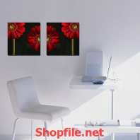 tranh dán tường bông hoa cúc đỏ
