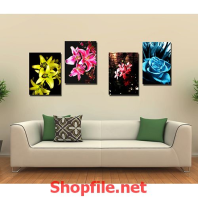 phong lan tím và vàng tranh dán tường