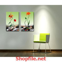 tranh dán tường hoa dại mọc trên sỏi đá