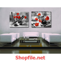 bình hoa đỏ và đen