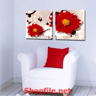 bức tranh vẽ bông hoa đỏ đẹp