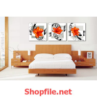 bức tranh bông hoa màu cam