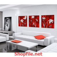 cây hoa màu trắng trên nền đỏ