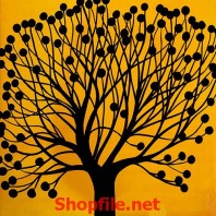 tranh dán tường cái cây xanh đỏ trắng