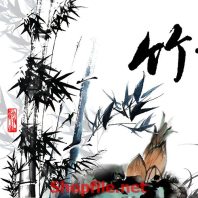 tranh phong thủy măng tre và chữ thư pháp