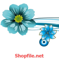 bông hoa xanh vàng dán tường