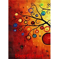 bức họa mô tả những cái cây nhiều màu sắc