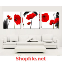 tranh dán tường cây hoa màu đỏ đẹp