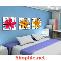 tranh dán tường bông hoa tuy líp hồng