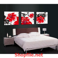 tranh dán tường bông hoa dâm bụt đỏ