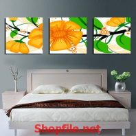 tranh vẽ bông hoa vàng tranh dán tường