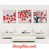 tranh dán tường bức họa chấm bi đỏ