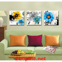 tranh dán tường tô màu xanh vàng