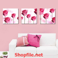 tranh dán tường bông hoa làm bằng giấy màu hồng