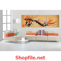 tranh dán tường bông hoa đào mau cam