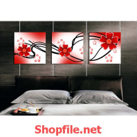 tranh dán tường bông hoa đỏ đẹp