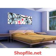 tranh dán tường bông hoa màu xanh nhạt