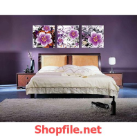 tranh dán tường bông hoa tím bằng giấy