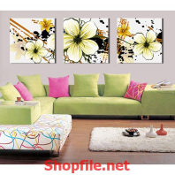 tranh dán tường bông hoa trắng nhị vàng