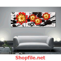 tranh dán tường bông hoa cúc hai màu