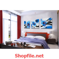 tranh dán tường bông hoa màu cánh xanh