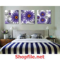 tranh dán tường bông hoa tím nhiều cánh