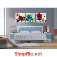 tranh dán tường bông hoa đỏ 5 cánh