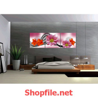 tranh dán tường bông hoa cúc tím