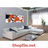 tranh dán tường bông hoa màu cam