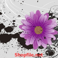 tranh dán tường bông hoa nhiều cánh màu tím