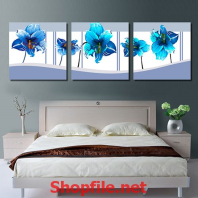 tranh dán tường bông hoa xanh da trời