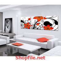 tranh dán tường chiếc lá 5 cánh màu cam